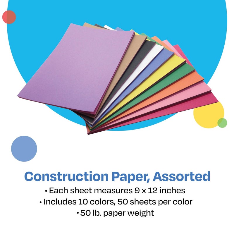 Childcraft Construction Paper, 9 x 12 Inches, Assorted Colors, 500 Sheets - Image 2